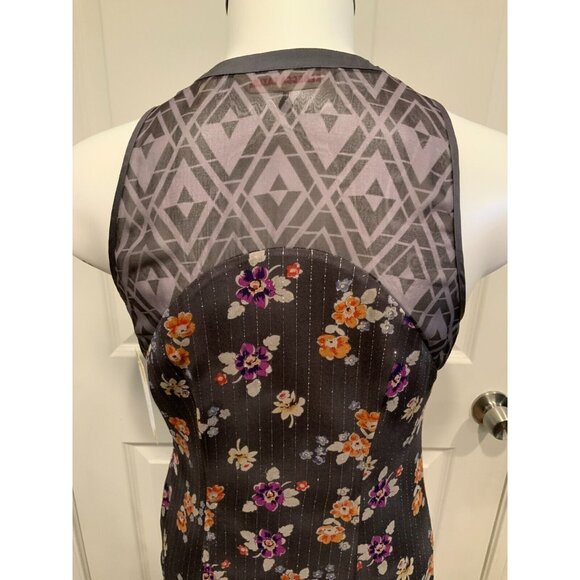 Rebecca Taylor Gray & Multicolor Floral & Geometric Patterned Dress, Size 0 (US) - Picture 8 of 9